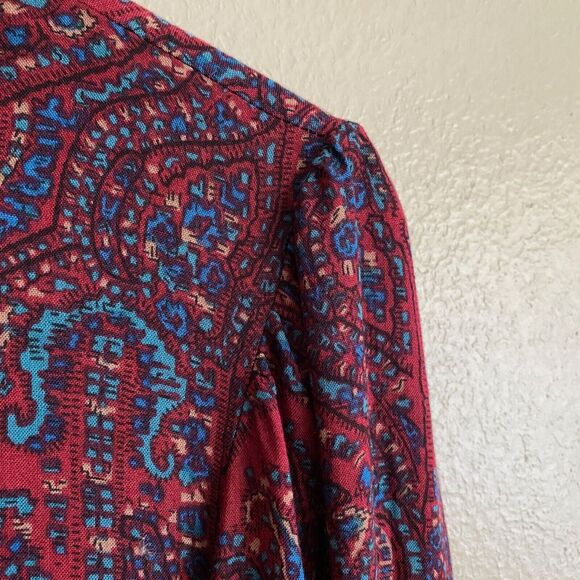 VTG Neiman Marcus Evan-Picone Women's M Blouse Buttons Off Center Paisley Dark - Picture 4 of 10